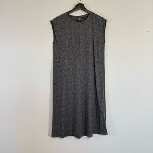 Eileen Fisher Confetti Print Silk Crepe Dress in Grey and Black – Size XXS